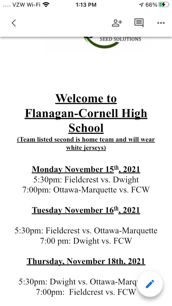 schedule for this weeks Varsity Girls Basketball Tournament 