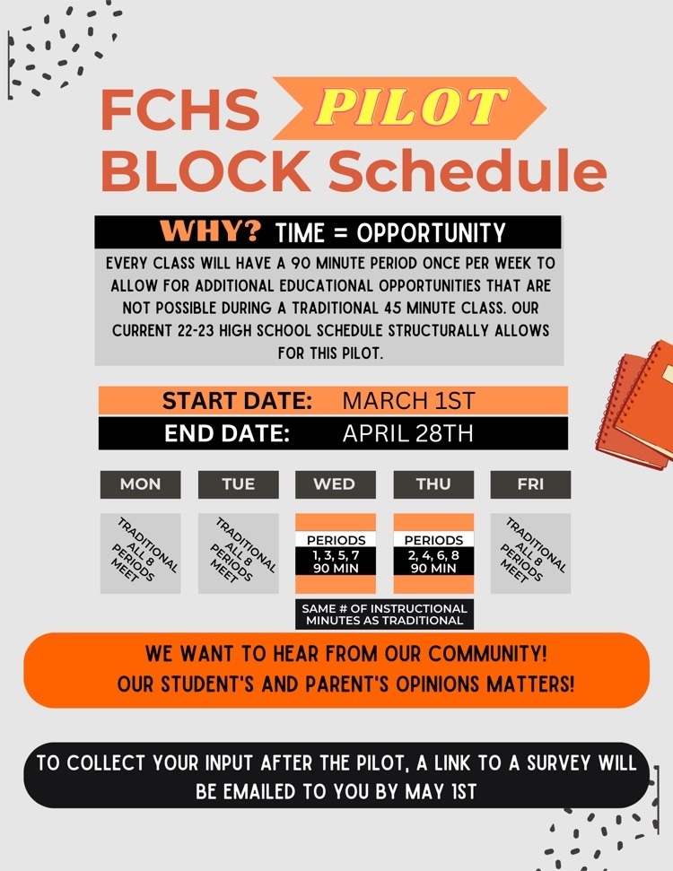 Block schedule pilot
